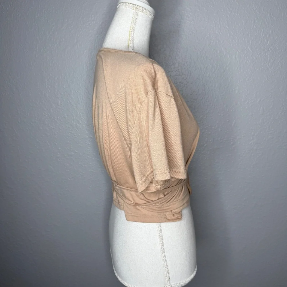 Women's Beige or light brown Shein V-neck wrap crop‎ top Size 2XL